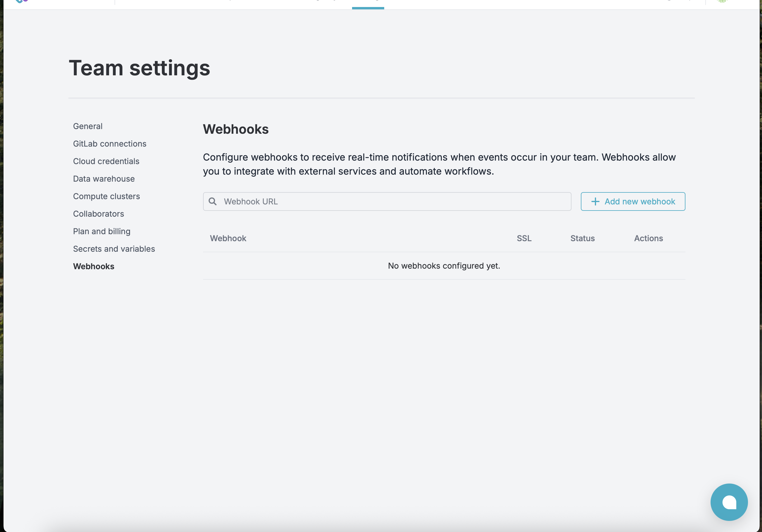 Webhook Settings
